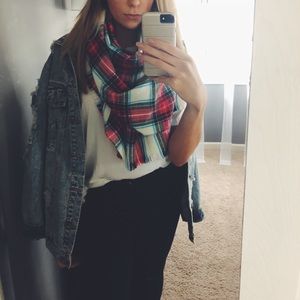 Plaid blanket scarf
